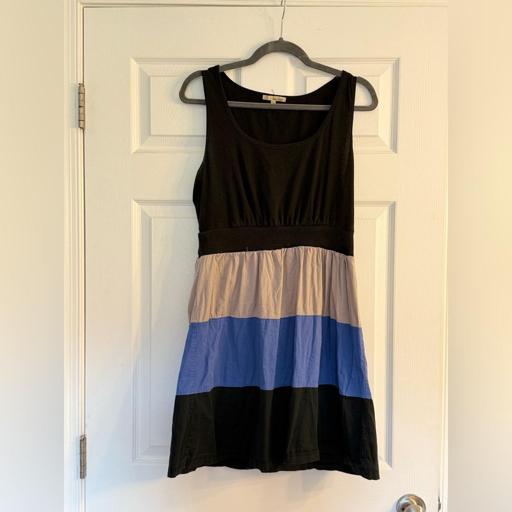 Black and Blue Colorblock Midi Dress